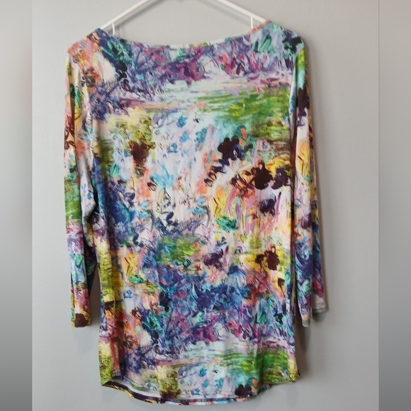 Peck & Peck Blue Purple Abstract Graphic 3/4 Sleeve Tunic Women's Size XL - Picture 2 of 5